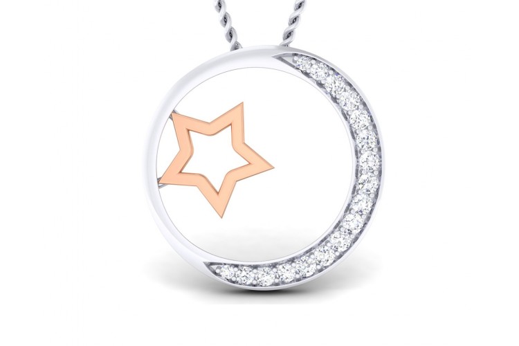Marichi Diamond Pendant in Two tone 18k gold